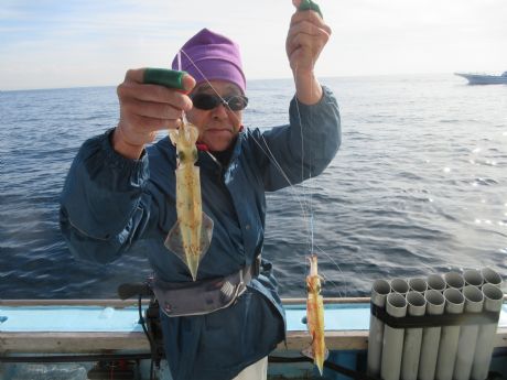 ヤリイカ 2点掛けも。