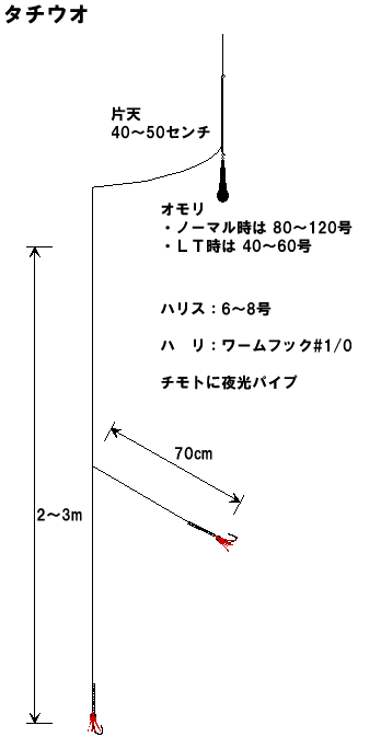 金沢八景 一之瀬丸 仕掛図 タチウオ 関東沖釣り情報