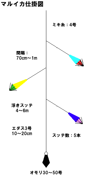 葉山港 まさみ丸 仕掛け図 マルイカ 関東沖釣り情報